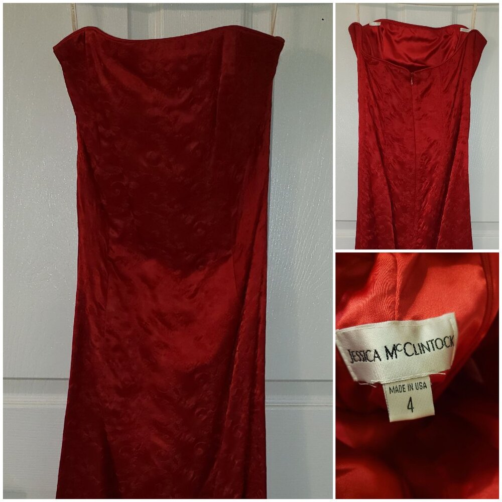 strapless, red formal dress Jessica McClintock size 4 maxi